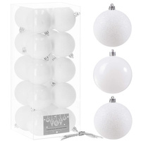 Boule de Noël, 20 pièces, Ø 8 cm, blanc, incassable
