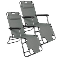 Chaises longues avec appuie-tête, accoudoirs et repose-pieds