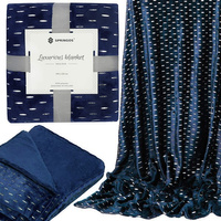 Couverture de canapé en peluche pour canapé 200 x 220 cm bleu foncé