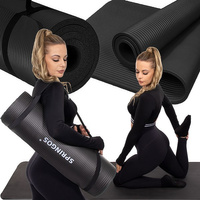 Tapis de fitness universel avec sangle de transport 60 x 180 x 1 cm Tapis de yoga noir