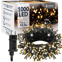 Guirlande lumineuse LED avec effet flash 1000 diodes 52,5 m alimentation réseau diodes blanc chaud