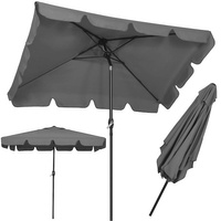 Parapluie de jardin rectangulaire avec fonction d'inclinaison et manivelle - Gris foncé