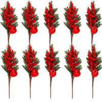 Branches décoratifs artificiels Décoration de sapin de Noël Baies d'oiseaux Pomme 10 pièces