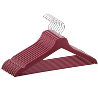 Cintre en bois 9 pièces 43 cm Bourgogne encoches pour jupe et barre pour pantalon