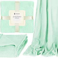 Couverture douillette 130 x 180 cm motif zigzag, vert pastel
