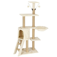 Arbre à chat avec plateforme de repos et maison pour chat échelle 116 cm crème