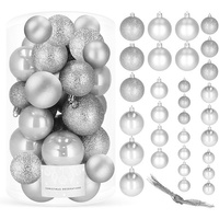 Boule de Noël 30 pièces Argent Boule de Noël Paillettes Mat Brillant