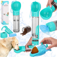 Bouteille d'eau multifonctionnelle pour chiens 500 ml Conteneur pour nourriture et friandises Pelle incluse Sac à déjections