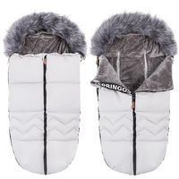 Fußsack, Gris clair, 90 cm x 46 cm, Col en fourrure