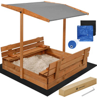 Holzkasten Bancs de sable Toit 120 x 120 cm Feutre et bâche de protection