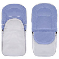 Fußsack, 90x43 cm, Fleece, Winterfußsack, grau-blau