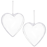Baumkugen à remplir Coeur en Acrylique 8 cm 2 Pièces