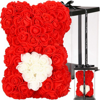 Ours en roses avec cœur Ours en roses dans une boîte cadeau 25 cm Cadeau de la Saint-Valentin