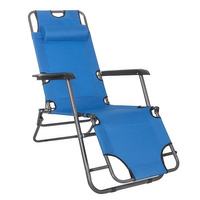 Chaise de jardin avec appui-tête et accoudoirs bleus