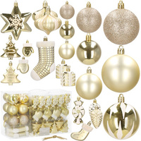 Boules de Noël 77 pièces Ornements Divers en Plastique Mat Brillant Paillettes en Or et Blanc