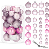 Boules de Noël, 30 pièces en Rose