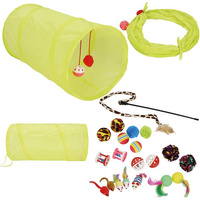 Jouet interactif pour chat Ensemble de jouets pour tunnel pour chat Jouet en plumes 21 éléments