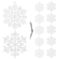 Deko-Pendentif Flocons de neige avec paillettes 12 pièces 10 cm blanc