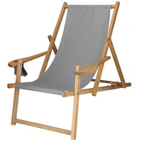 Chaise longue en bois avec accoudoirs porte-gobelet, bois imprégné