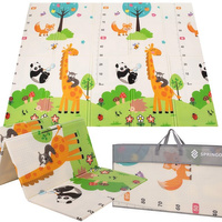 Tapis de jeu double face avec motifs de rues et d'animaux 200 x 150 cm