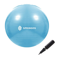 Ballon de gymnastique, ballon d'assise, 55 cm, ballon de fitness avec pompe à air, bleu