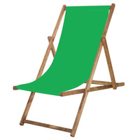 Chaise longue en bois, housse verte, cadre en bois massif