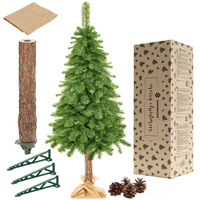 Sapin de Noël artificiel sur tronc 180 cm pin comme vivant premium avec support et jute
