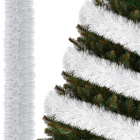 Guirlande pour sapin de Noël blanc argenté 6m