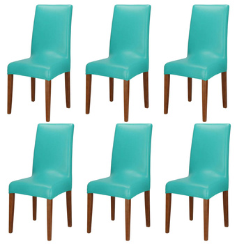 Housses de chaise Housses de chaise de salle à manger Housses de protection version courte 6 pièces Turquoise