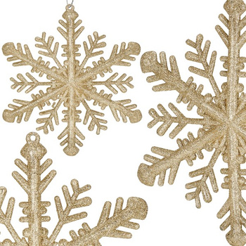 Décoration suspendue, flocon de neige avec paillettes, 29 cm, couleur or