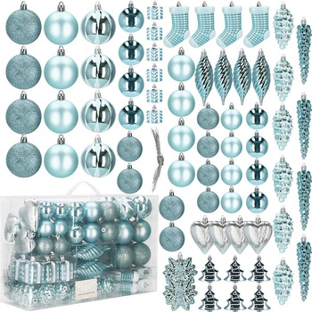 Boules de Noël en plastique bleu, lot de 72 pièces