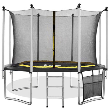 Trampoline avec filet intérieur 430 cm 8 poteaux Tapis de saut Couverture de ressort Échelle de trampoline