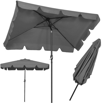 Parapluie de jardin rectangulaire avec fonction d'inclinaison et manivelle - Gris foncé