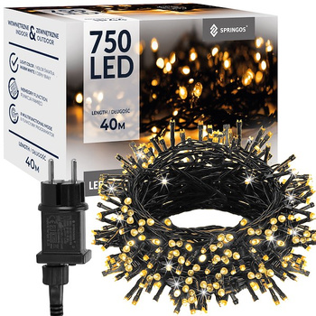 Chaîne lumineuse 750 LEDs Diodes blanc chaud 8 modes Puce mémoire 40 m