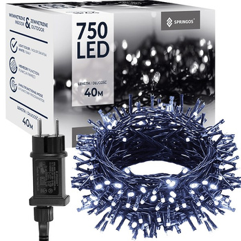 Chaîne lumineuse 750 LEDs Diodes blanches froides 8 modes Puce de mémoire 40 m