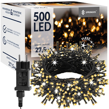 Lichterkette mit Flash 500 LEDs 27,5 m für außen und innen Warmweiß