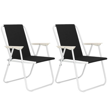 Chaises pliantes avec des accoudoirs 58,5 x 52 x 73 cm 2 pièces noires
