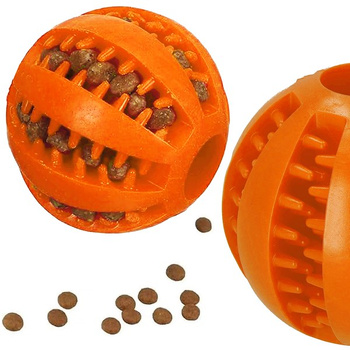 Hunde-Kauspielzeug für Leckerli Gummiball Dentalball 7 cm orange