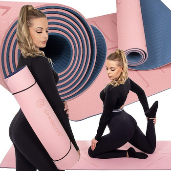 Fitness-Matte mit Mandala, Ausmaß 183 x 61 cm, rosa-blau