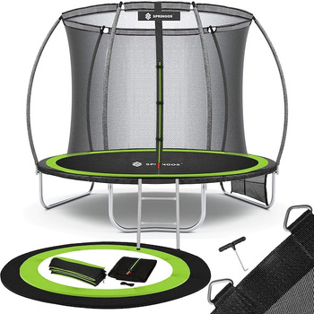 SPRINGOS Trampoline de jardin avec filet intérieur Ensemble complet avec tapis de saut, couverture de protection, échelle 8FT