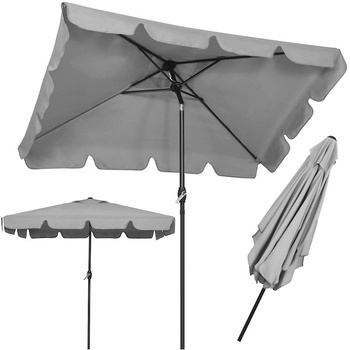 Parasol de jardin rectangulaire avec fonction d'inclinaison et manivelle, gris clair