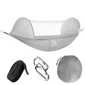 Hamac avec moustiquaire Hamac de voyage-camping 140 x 260 cm gris