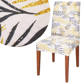 Housse de chaise version courte Blanc avec motif feuilles