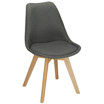 Gepolsterter Stuhl Esszimmerstuhl mit Holzbeinen 48 x 80 cm grau