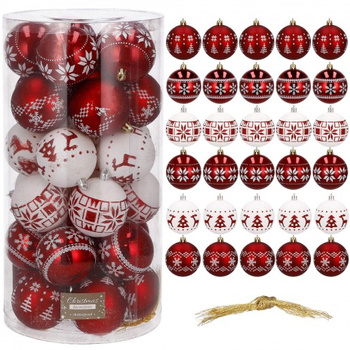 Boules de Noël, boule rouge, boule d'art, 30 pièces, diamètre 7 cm