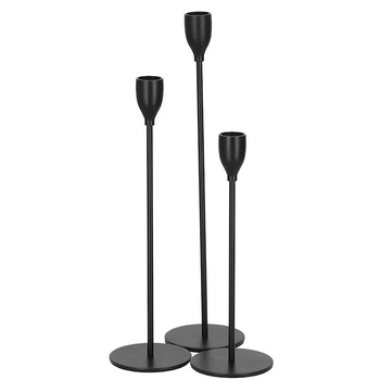 Porte-bougies pour bougies de table, ensemble de 3, noir