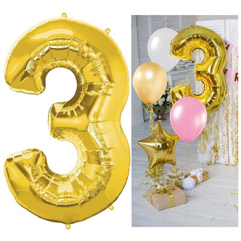 Ballon en forme de chiffre 3 en feuille décorative pour anniversaire