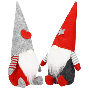 Wichtel un couple de figurines décoratives 26 cm rouge-gris