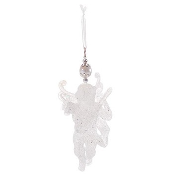 Décoration de sapin ange blanc suspendu, hauteur de 13 cm.