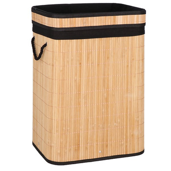 Wäschekorb Bambus mit Deckel 1 Kammer faltbar mit Tragegriffen 72 L